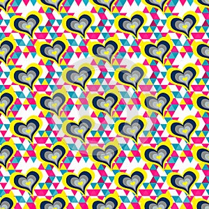 Vector abstract seamless pattern heart and flower petals Valentine`s Day