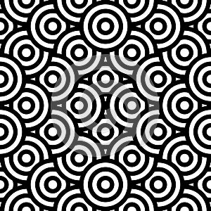 Vector abstract seamless pattern.Modern geometric background.Repeated monochrome pattern with concentric circles background. photo