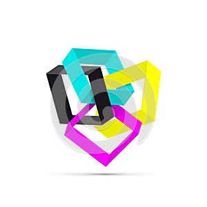 Vector abstract shape 3d ,CMYK for printer