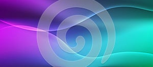 Vector Abstract Shining Curves in Purple, Blue and Green Gradient Background Banner