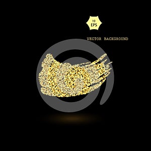 Vector Abstract shiny color gold design element with glitter effect on dark background.