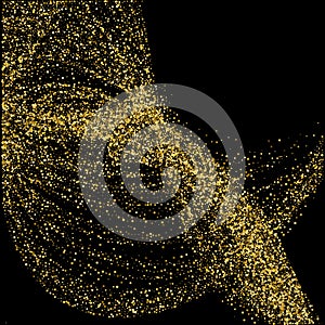 Vector Abstract shiny color gold wave design element with glitter effect on dark background.