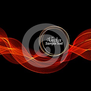 Vector Abstract shiny red wave design element on dark background. Science or technology design