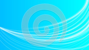 Vector Abstract Shiny White Curves or Light Rays in Blue Gradient Background