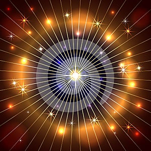 Vector abstract star, rays and fire dark