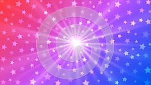 Vector Abstract Stars Blast in Red, Pink, Purple and Blue Gradient Background