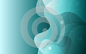 Vector Abstract Teal Gradient Fluid Style Background with Curving Lines and Circles