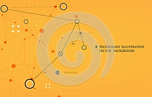 Vector abstract technolog polygon network orange background