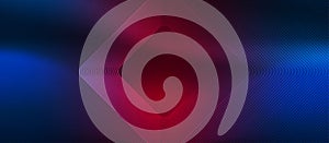 Vector Abstract Technological Concentric Squares in Dark Blue and Red Gradient Background Banner