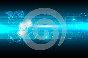 Vector abstract technology design with various technological on blue background.