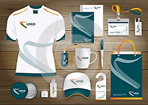 Vector abstract technology sport design with Gift Items, Color promotional souvenirs design for link corporate identity