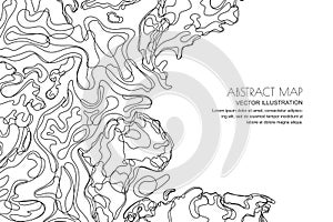 Vector abstract topographic map. Outline landscape background with copy space. Topography, geodesy line texture.