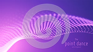 Vector abstract violet particle wave, points array, shallow depth of field. Futuristic illustration. Technology digital