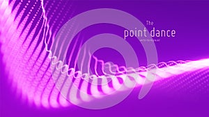 Vector abstract violet particle wave, points array, shallow depth of field. Futuristic illustration. Technology digital