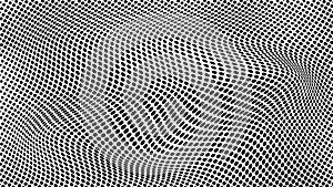 Vector Abstract Warping Black Halftone Dots Pattern in White Background