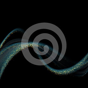 Vector Abstract Wave design element with glitter effect on dark background.