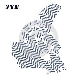 Vector abstract wave map of Canada isolated on a white background.