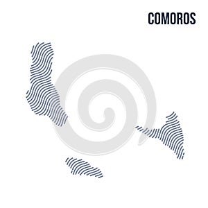 Vector abstract wave map of Comoros isolated on a white background.