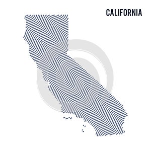 Vector abstract wave map of State of California isolated on a white background.