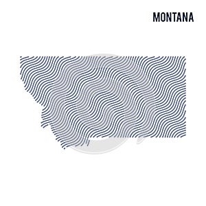 Vector abstract wave map of State of Montana isolated on a white background.