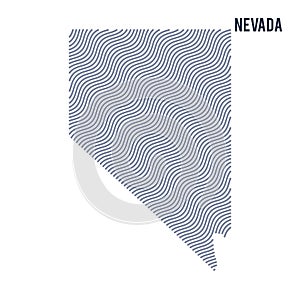 Vector abstract wave map of State of Nevada isolated on a white background.