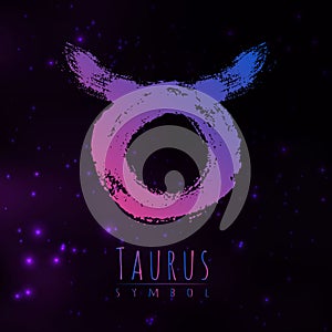 Vector abstract zodiac sign Taurus on a dark cosmic background