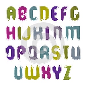 Vector acrylic hand-painted capital letters on white ba