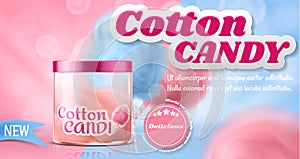 Vector ad poster with cotton candy in box