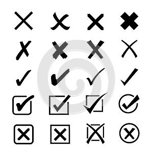 Vector add remove circular item check cross hook mark symbol