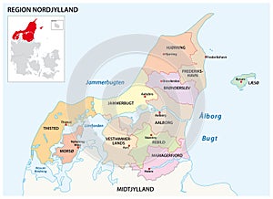 Vector administrative map of the Region North Jutland, Denmark