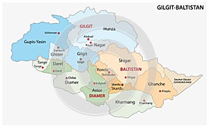 Vector administrative and political map of the Pakistani Special Territory Gilgit Baltistan