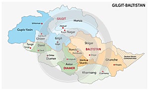 Vector administrative and political map of the Pakistani Special Territory Gilgit Baltistan photo