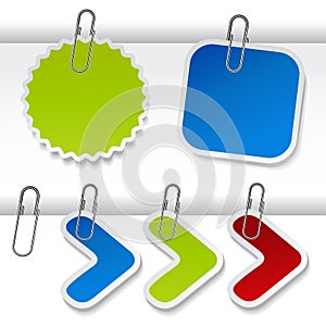 vector advertising labels with paperclip