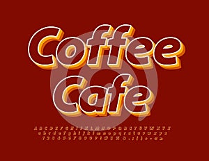 Vector advertising poster Coffee Cafe. Bright Stylish Font. Trendy 3D Alphabet Letters and Numbers set