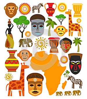 Vector africa icon set