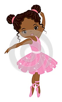 Vector African American Beautiful Ballerina Dancing. Vector Ballerina