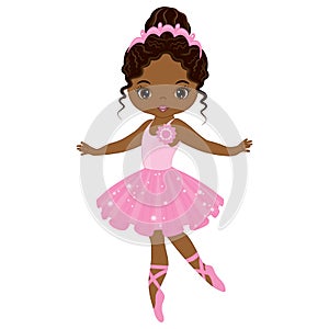 Vector African American Beautiful Ballerina Dancing. Vector Ballerina