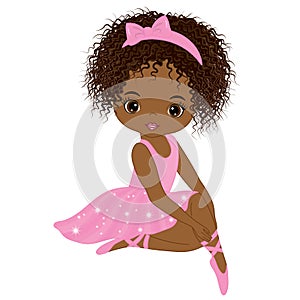 Vector African American Beautiful Ballerina. Vector Ballerina