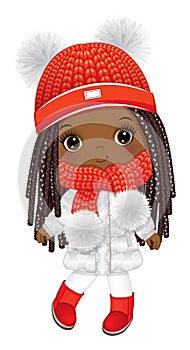 Vector African American Girl Wearing Winter Outfit