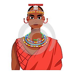 vector african native male cartoon illustration isolated