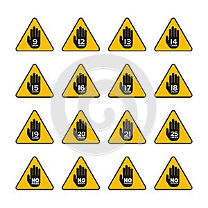 Vector age limitation and restriction signs set