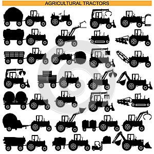 Vector Agricultural Tractor Pictograms