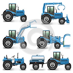 Vector Agricultural Tractor Set 2