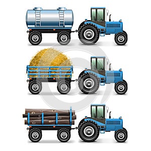 Vector Agricultural Tractor Set 4