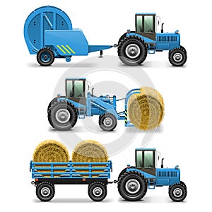 Vector Agricultural Tractor Set 5