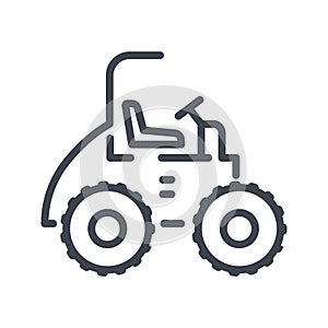 Vector agriculture tractor line icon isolated. Vehicle symbol