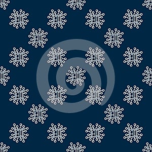 Vector AI Chip - Artificial Intelligence processor thin line seamless pattern