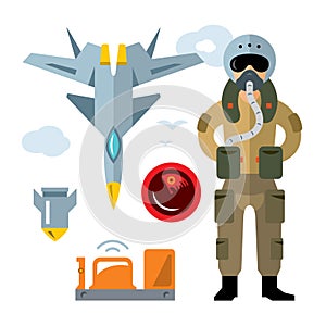 Vector Air Force pilot. Flat style colorful Cartoon illustration.