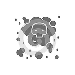 Vector air pollution, industrial smog grey icon.