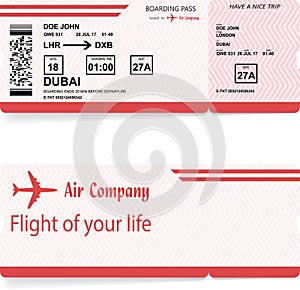 Vector airline passenger boarding pass ticket